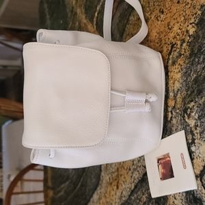 New Vintage Coach Sonoma Mini Drawstring Backpack. Peppled Leather, White. #4925